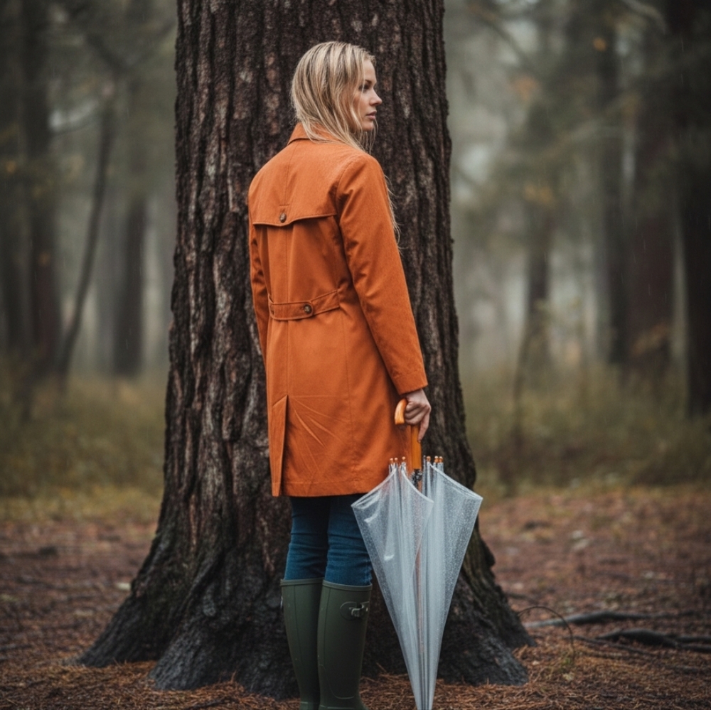 Vintage Misty Harbor Signature Burnt Orange Rain Coat W/ Removable Floral Liner - Picture 3 of 15